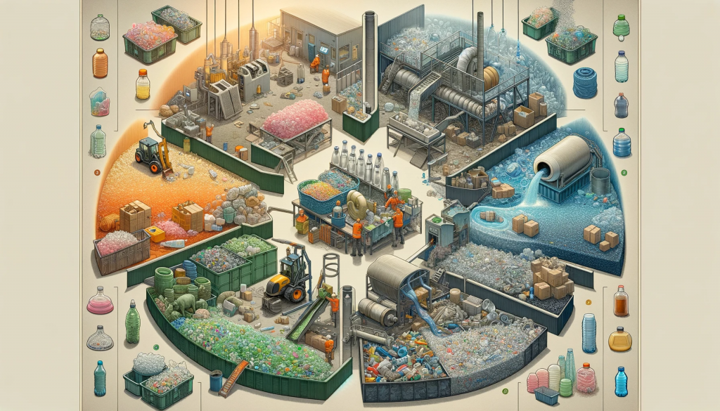 -A-detailed-illustration-showing-the-process-of-recycling-plastics-into-sustainable-products.-The-image-is-divided-into-four-sections