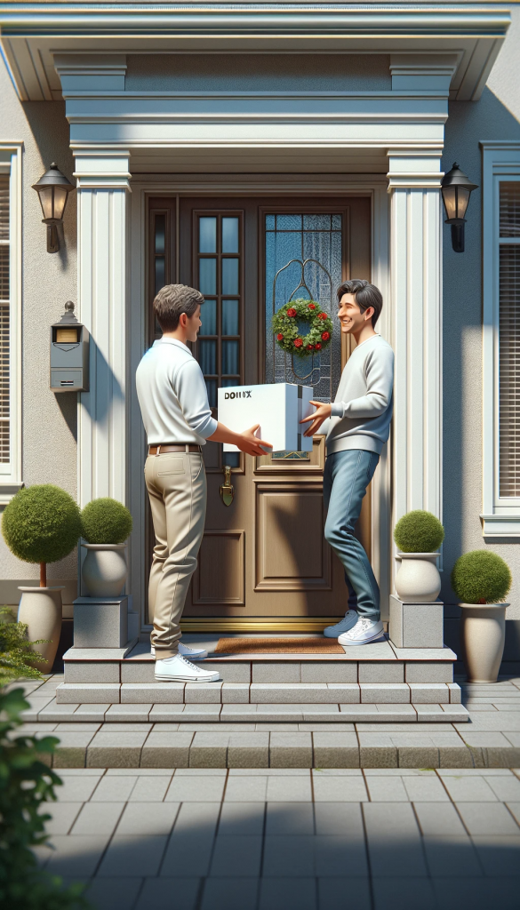 realistic-scene-depicting-a-person-receiving-a-white-smokebuddy box-delivered-to-their-doorstep 