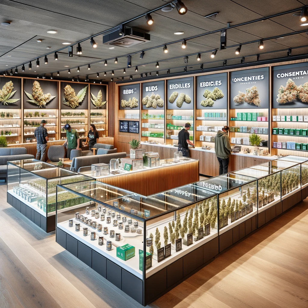 -An-interior-view-of-a-modern-weed-dispensary.-The-dispensary-is-well-organized-with-a-clean-sleek-design.