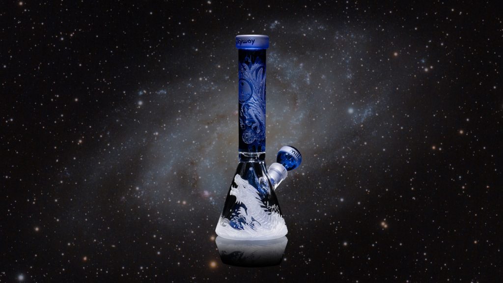 Blood Feud 11″ Beaker Bong with Collins Perc by milkyway glass